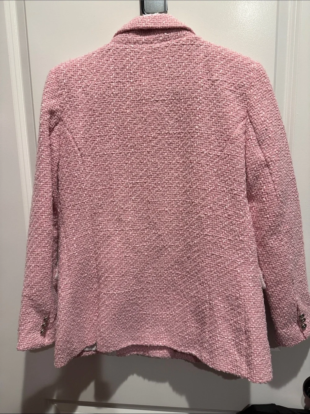Pink Bouclé Double-Breasted Blazer Jacket - Picture 3 of 3